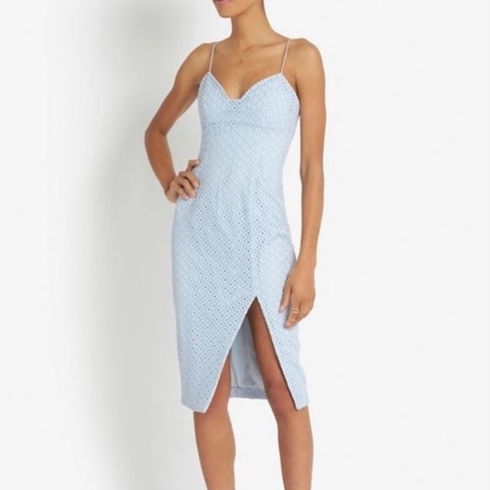 Nicholas for Intermix Geometric Lace Blue Dress Size 4